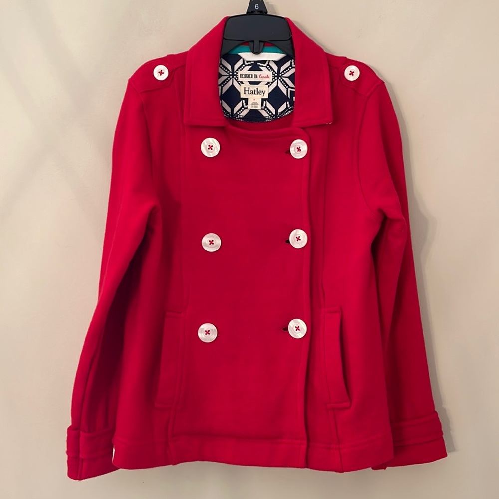 Girls Harley knit pea coat. Red. Size 6.